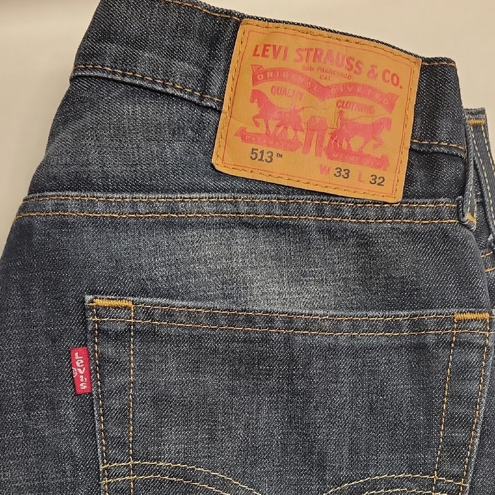 Mens 513 Levi's Distressed Blue Slim Straight Jeans